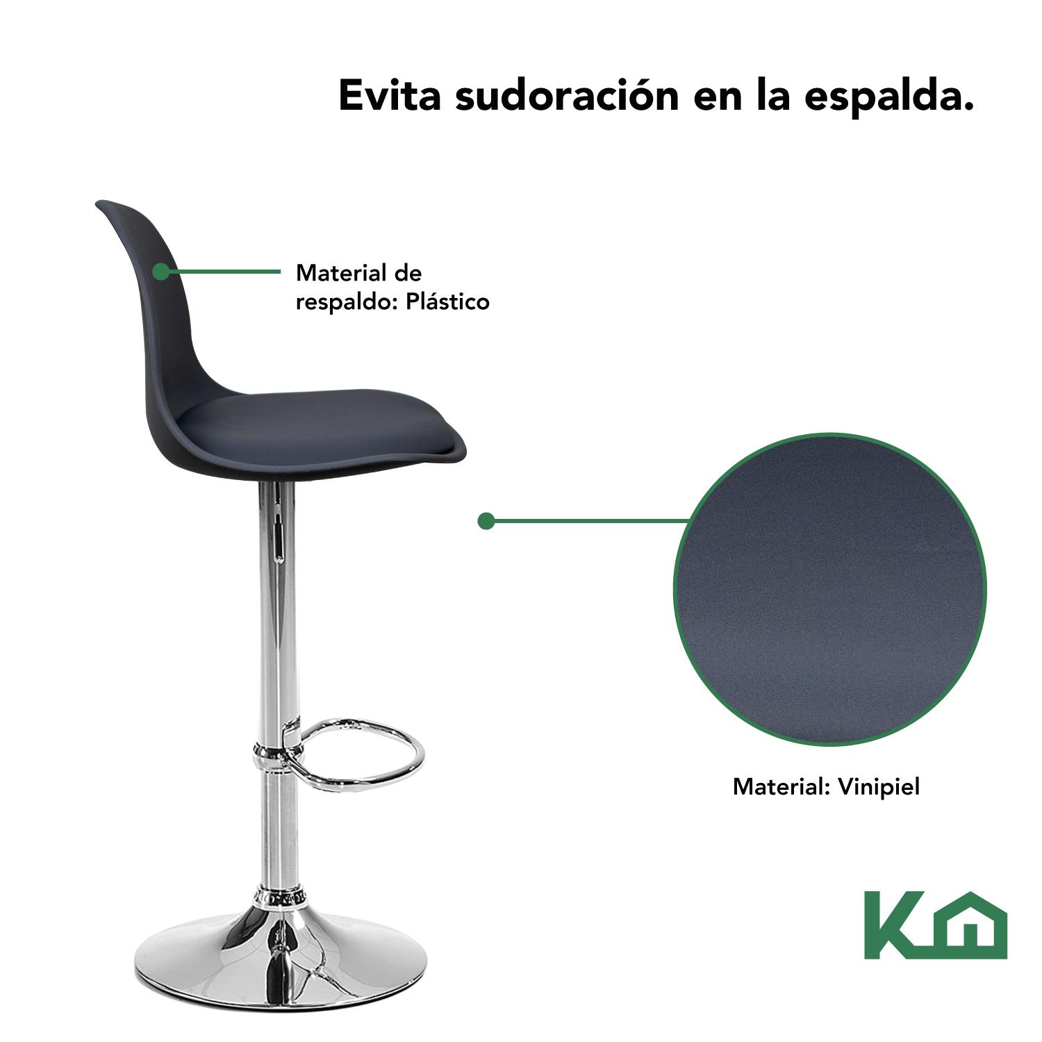 Foto 7 pulgar | Banco KingsHouse 300469 color Negro Silla de Comedor Giratorio con Respaldo para Cafeteria o Cocina