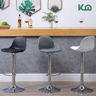 Foto 7 | Banco KingsHouse 300469 color Negro Silla de Comedor Giratorio con Respaldo para Cafeteria o Cocina