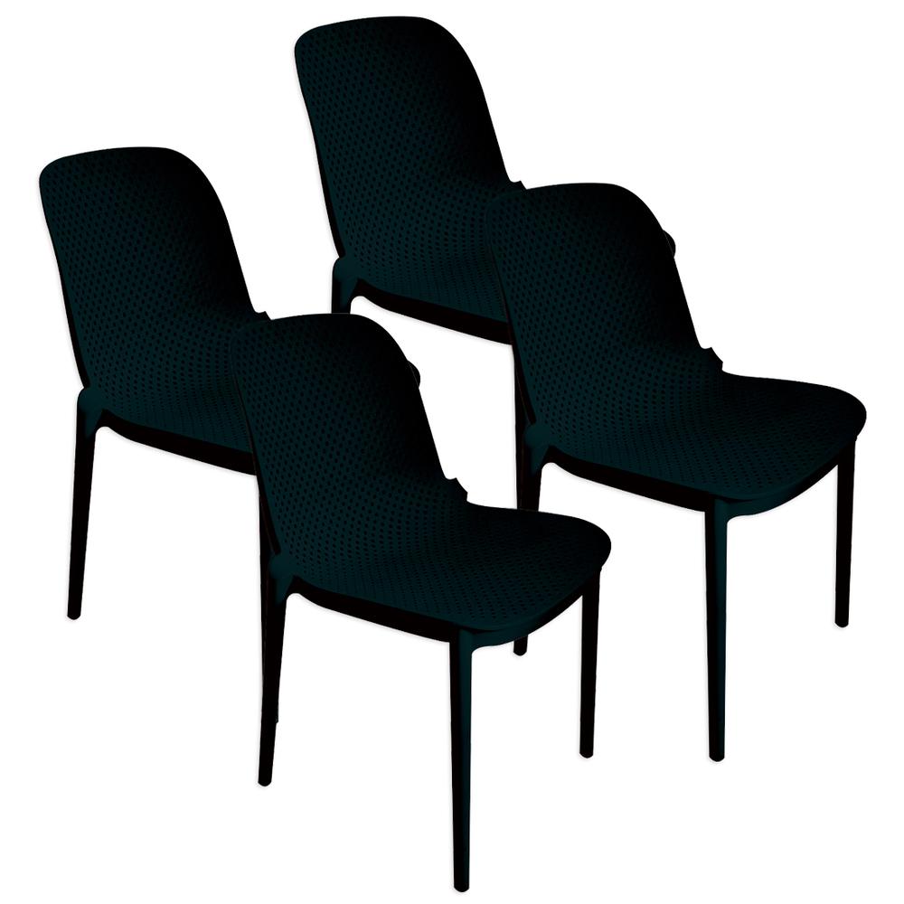 Foto 2 pulgar | 4 Sillas De Comedor Y Jardín Midtown Concept De Plástico Modernas Y Minimalistas color Negro