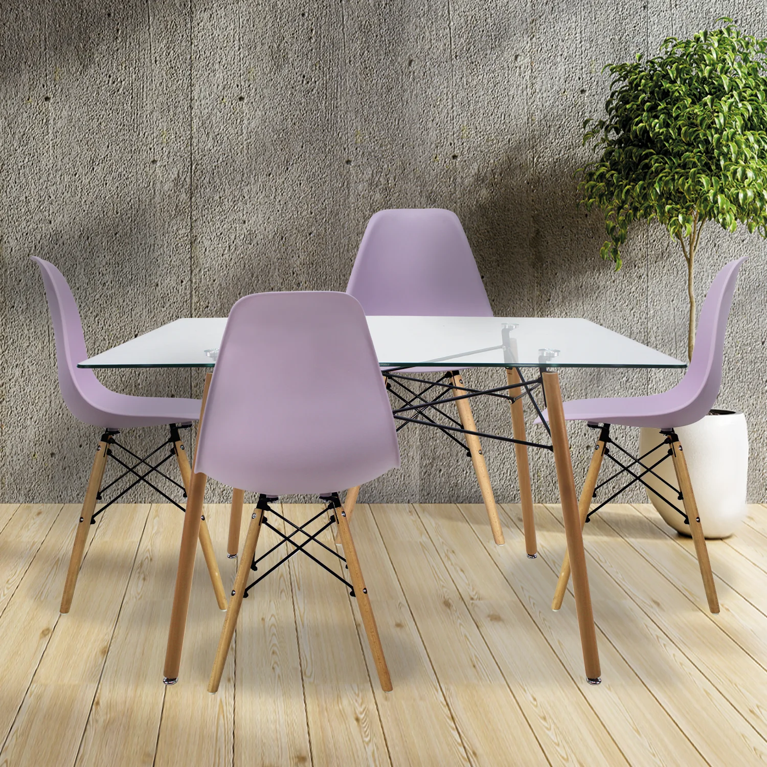 Foto 1 | Set de 4 Sillas Mundo In Oslo Comedor Y Jardin Lila