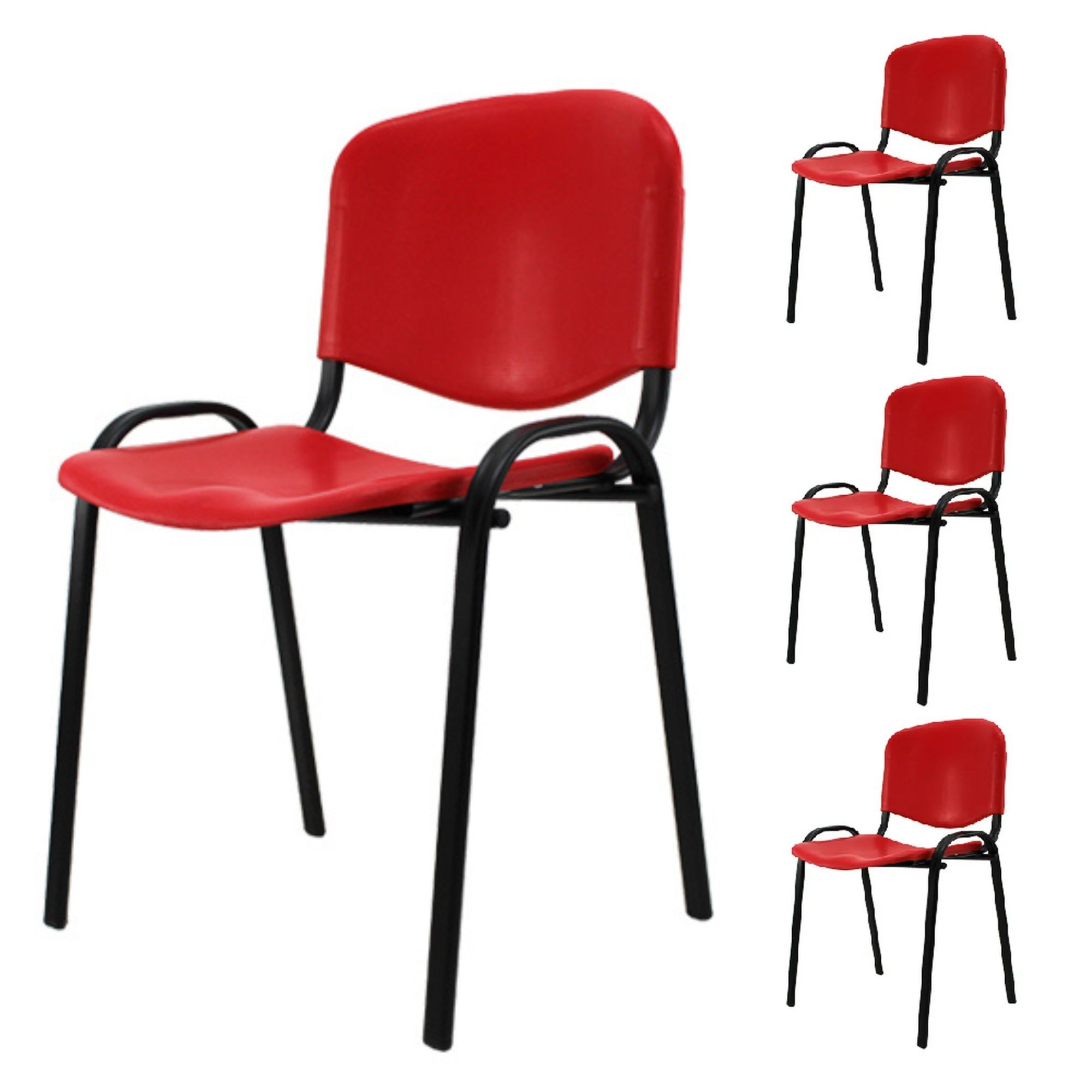 Silla Mundo In Nova de Plástico color Rojo 4 Piezas