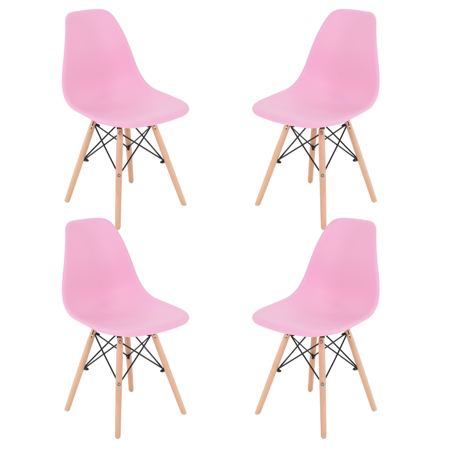 Foto 2 pulgar | Silla Onof OSE-BKX4 color Rosa Eames Minimalista con 4 Piezas