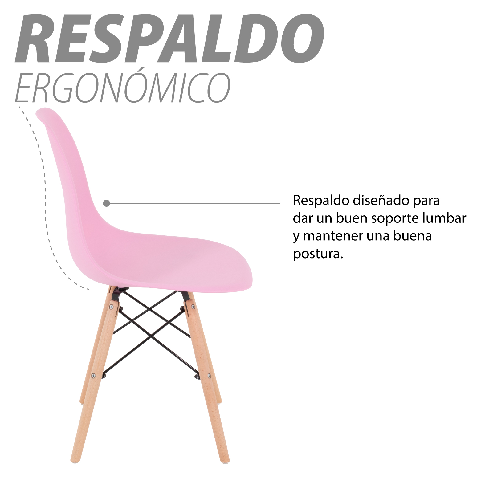 Foto 4 pulgar | Silla Onof OSE-BKX4 color Rosa Eames Minimalista con 4 Piezas