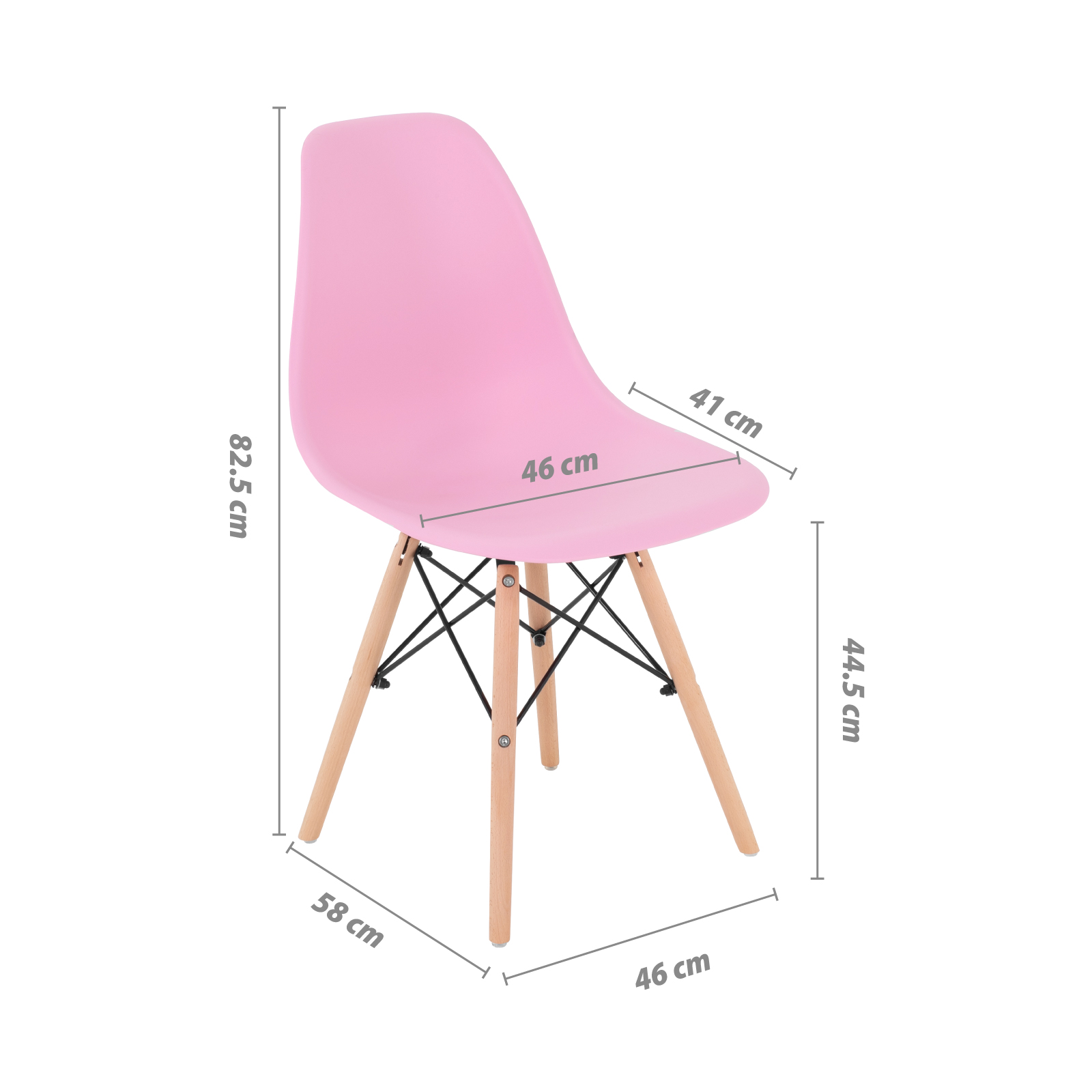 Foto 7 pulgar | Silla Onof OSE-BKX4 color Rosa Eames Minimalista con 4 Piezas