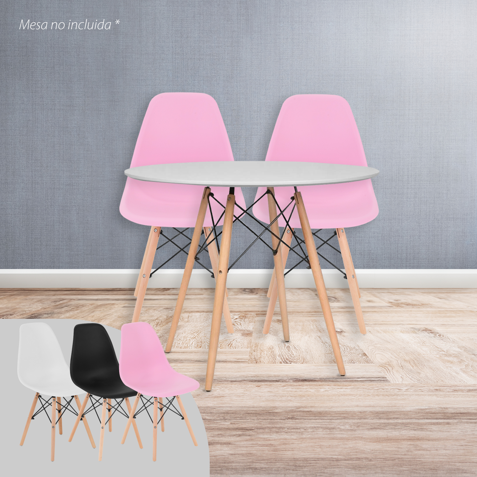 Foto 8 pulgar | Silla Onof OSE-BKX4 color Rosa Eames Minimalista con 4 Piezas