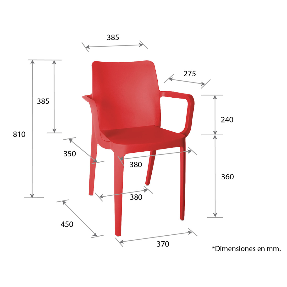 Foto 4 pulgar | Silla Minimalista con Descansabrazos color Gris