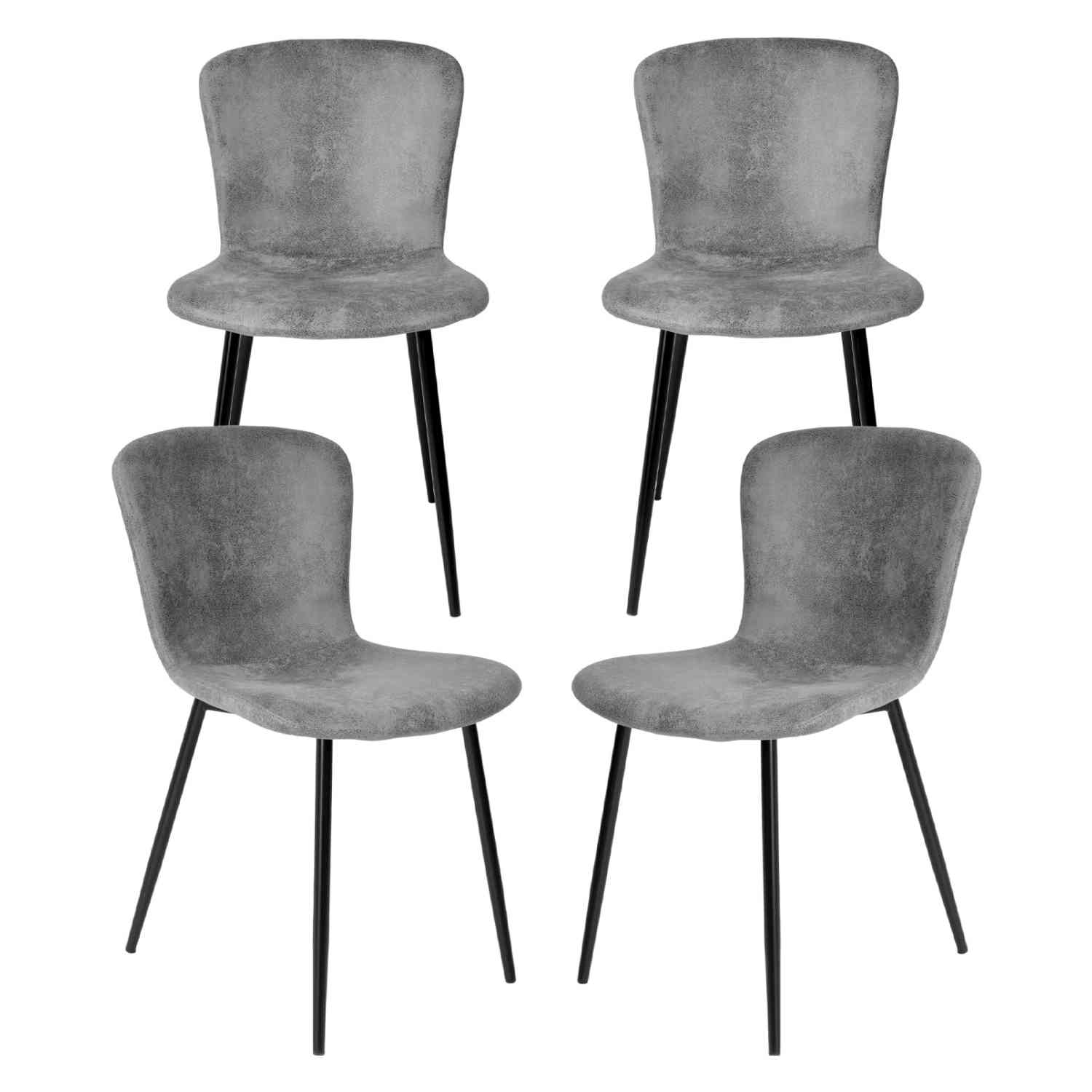 Foto 1 | Set 4 Sillas Juego Comedor Cocina Suede Gamuza Gris