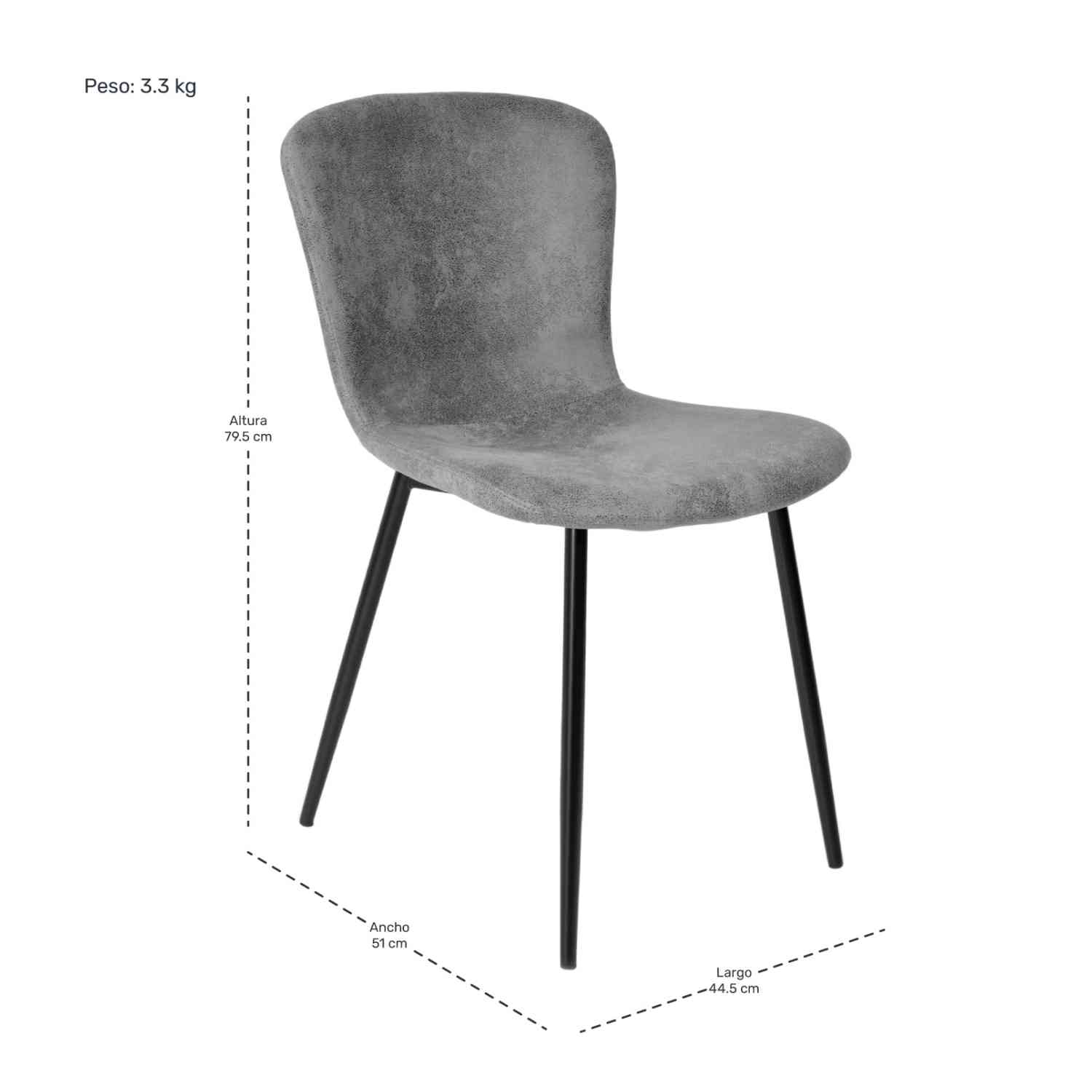 Foto 8 pulgar | Set 4 Sillas Juego Comedor Cocina Suede Gamuza Gris