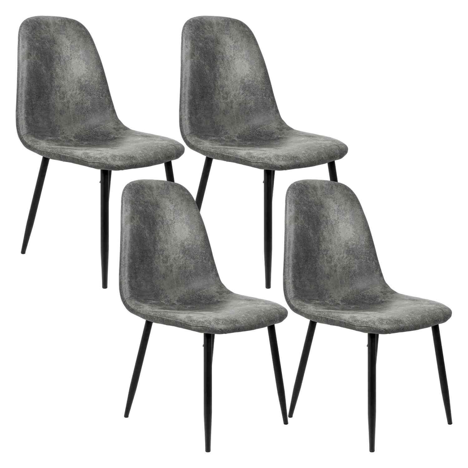 Set 4 Sillas Modernas Juego Comedor Cocina Suede Gamuza Gris