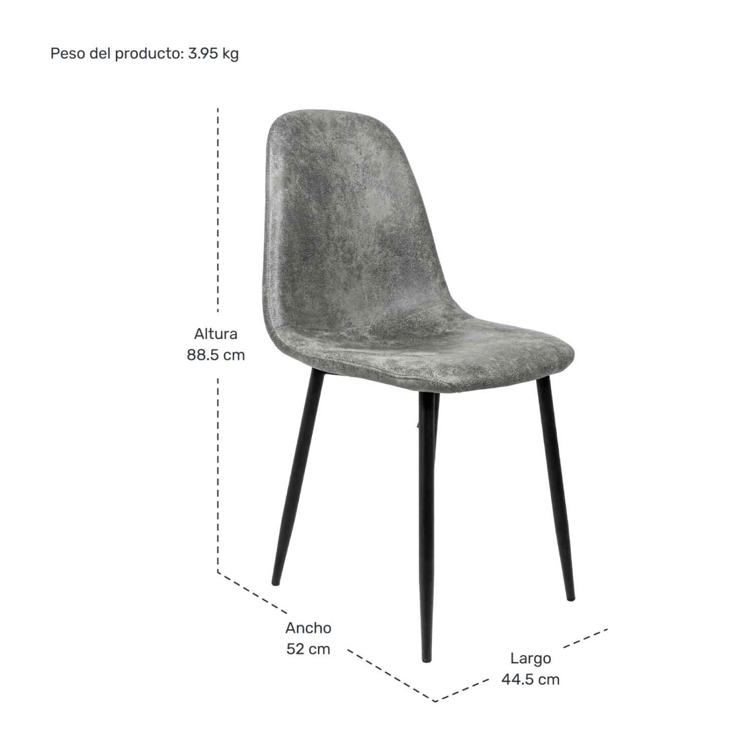 Foto 9 pulgar | Set 4 Sillas Modernas Juego Comedor Cocina Suede Gamuza Gris