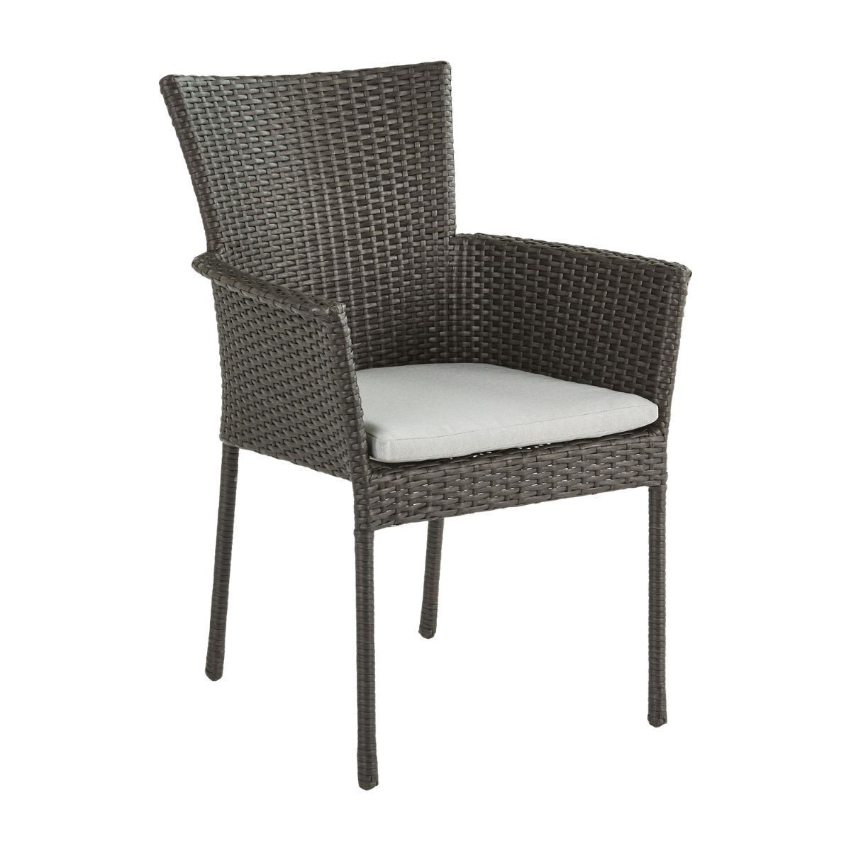 Silla de Rattan Noa Gris para Comedor Exterior con Cojín Durable