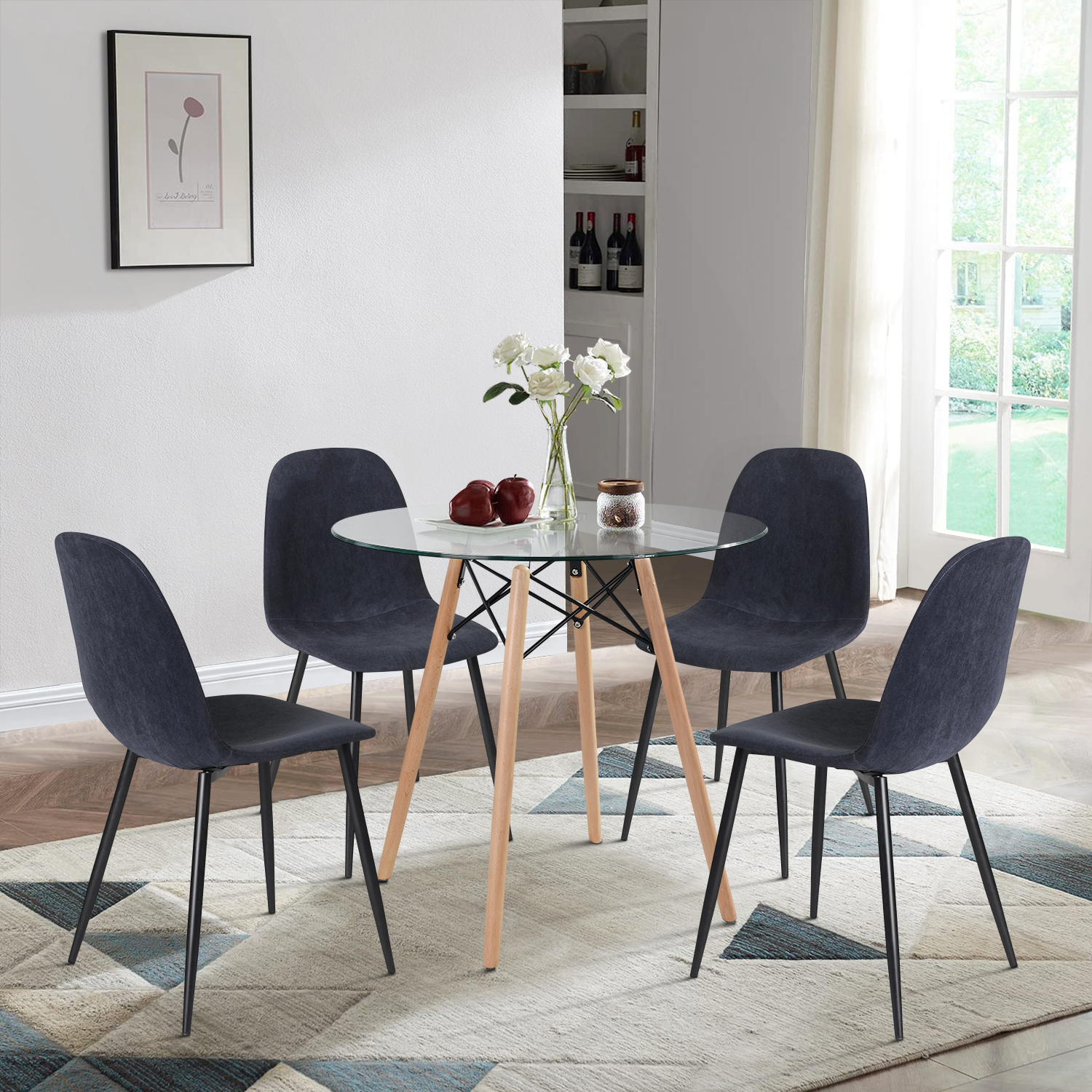 Foto 7 pulgar | Sillas de Comedor Homemake Charlton Terry Blue Azules
