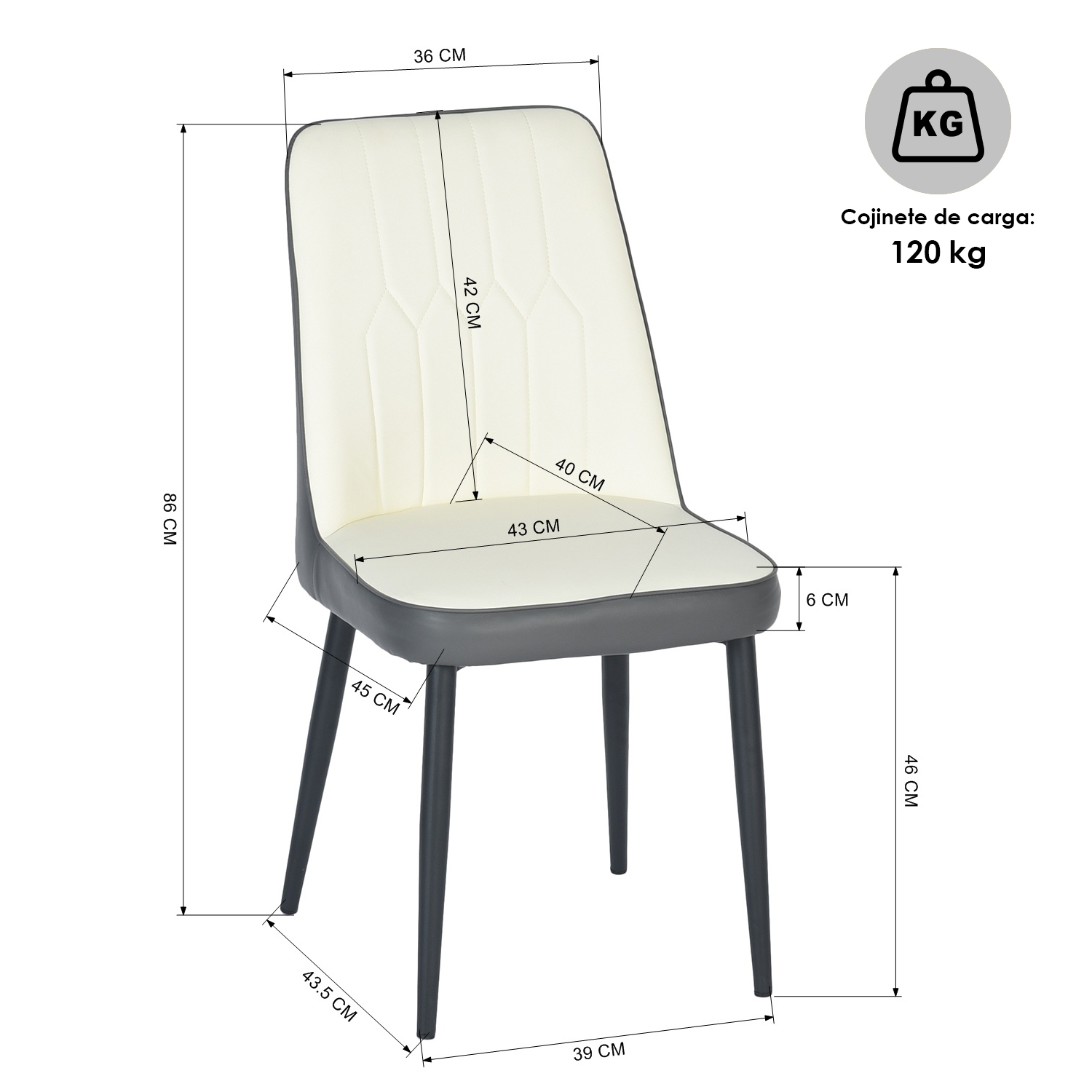 Foto 8 pulgar | Sillas de Comedor Homemake Lette Grey Grises