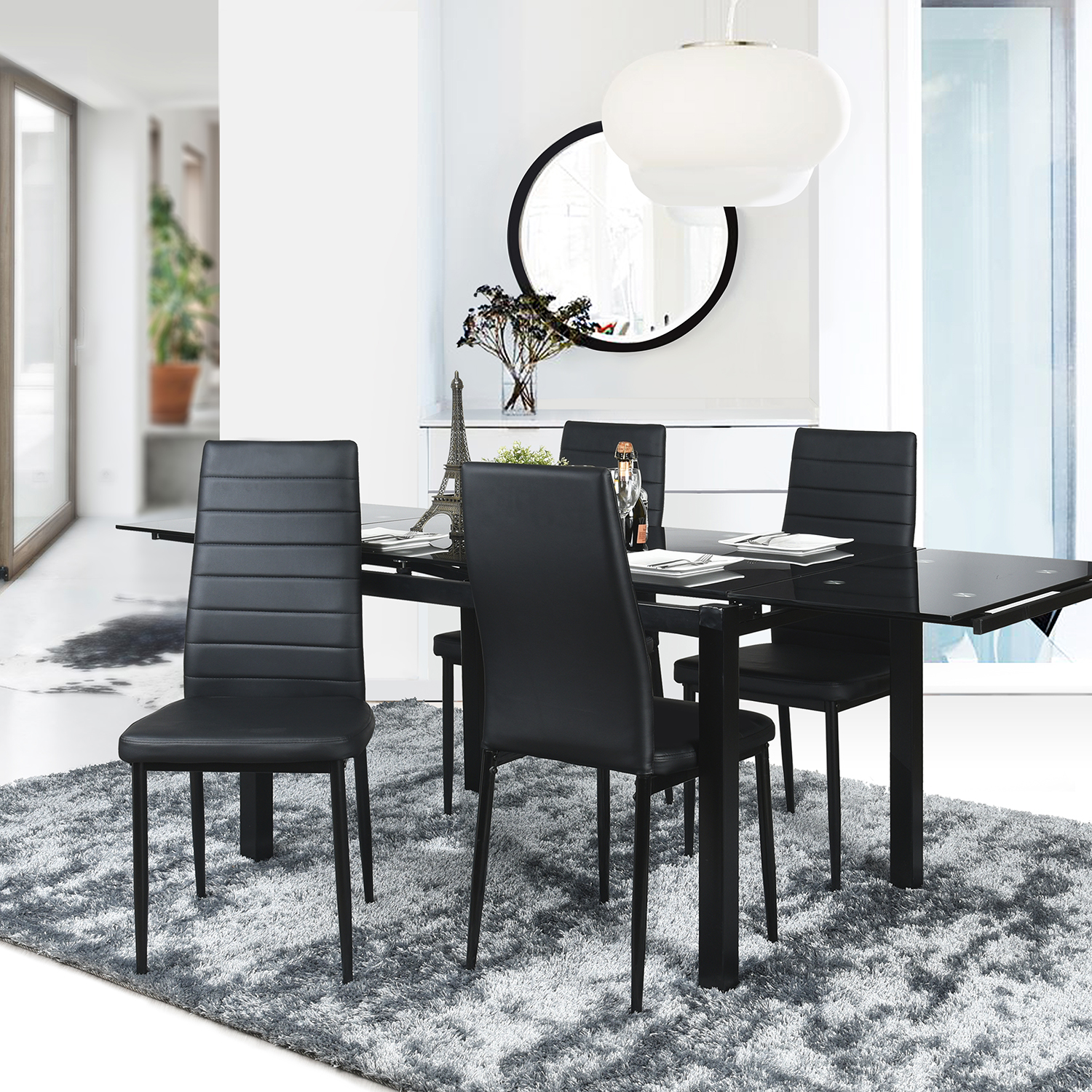 Foto 7 pulgar | 4 Sillas de Comedor Homemake Ann Kd Black PVC DC Negras