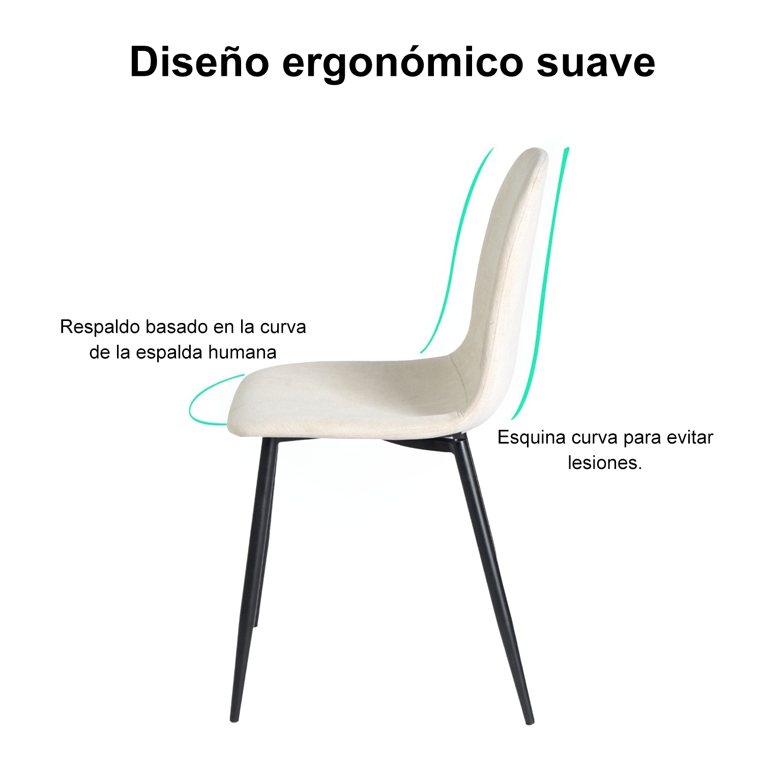 Foto 5 pulgar | Juego de 4 Sillas Comedor Diseño Moderno Homemake Charlton Beige