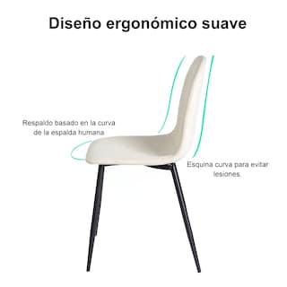 Foto 4 | Juego de 4 Sillas Comedor Diseño Moderno Homemake Charlton Beige