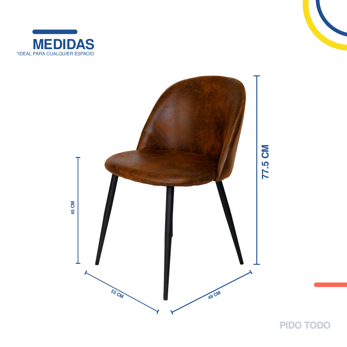 Foto 3 pulgar | Silla Curva Elly Decor E-STPBW Acolchada con Estructura Tubular Tapiz Tipo Cuero