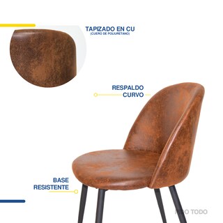 Foto 6 | Silla Curva Elly Decor E-STPBW Acolchada con Estructura Tubular Tapiz Tipo Cuero