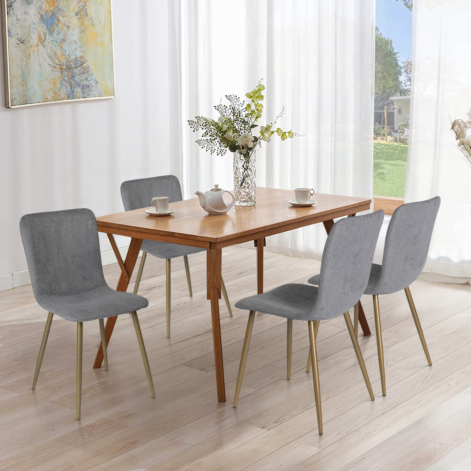 Foto 6 pulgar | Sillas de Comedor de 4 Piezas Homemake Scargill Gris