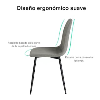 Foto 3 | Juego De 4 Sillas de Comedor Homemake Charlton Gris