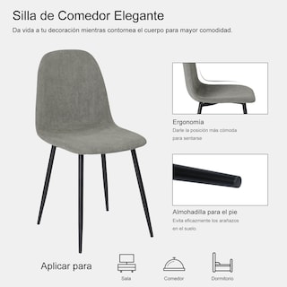 Foto 4 | Juego De 4 Sillas de Comedor Homemake Charlton Gris