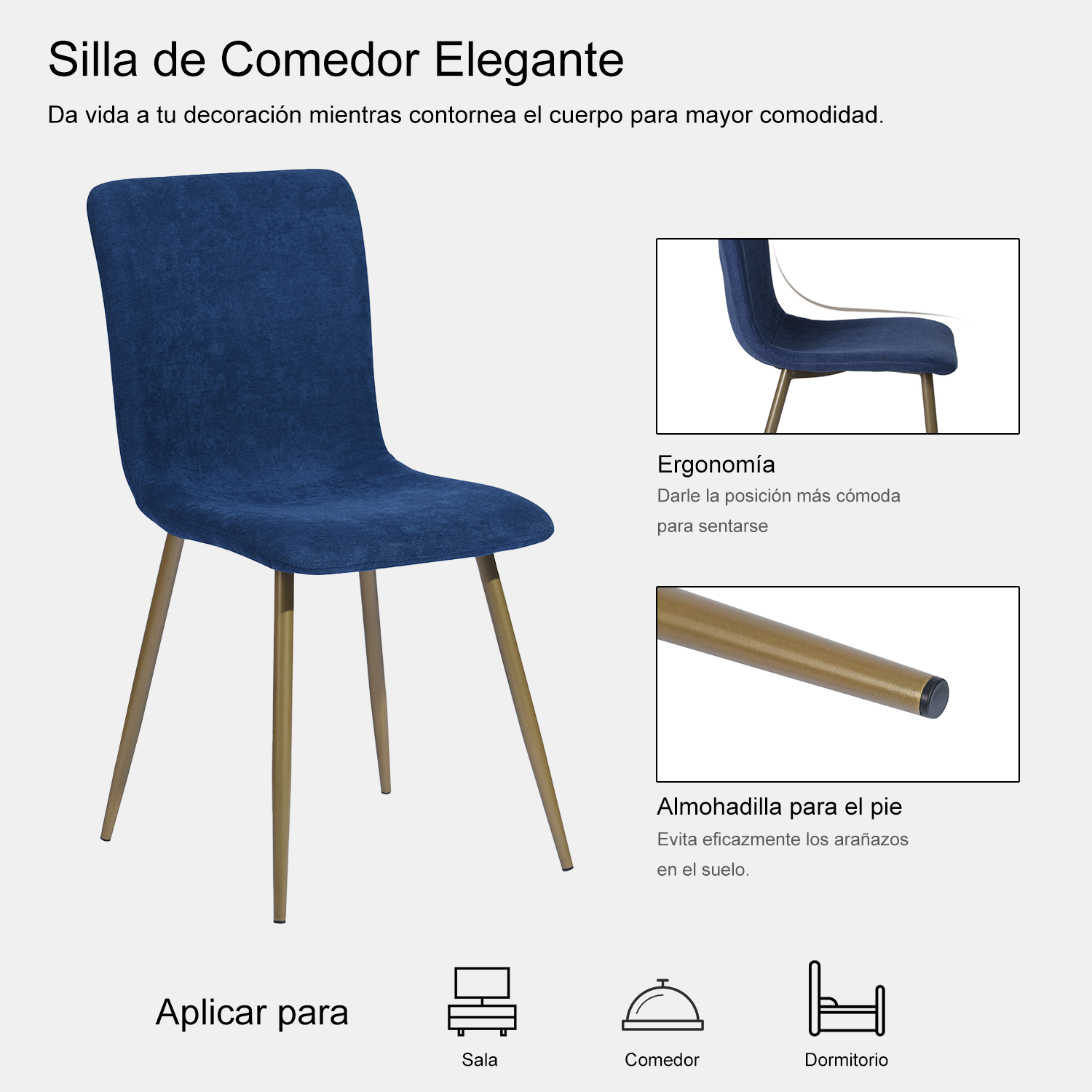 Foto 5 pulgar | Sillas de Comedor de 4 Piezas Homemake Scargill Azul