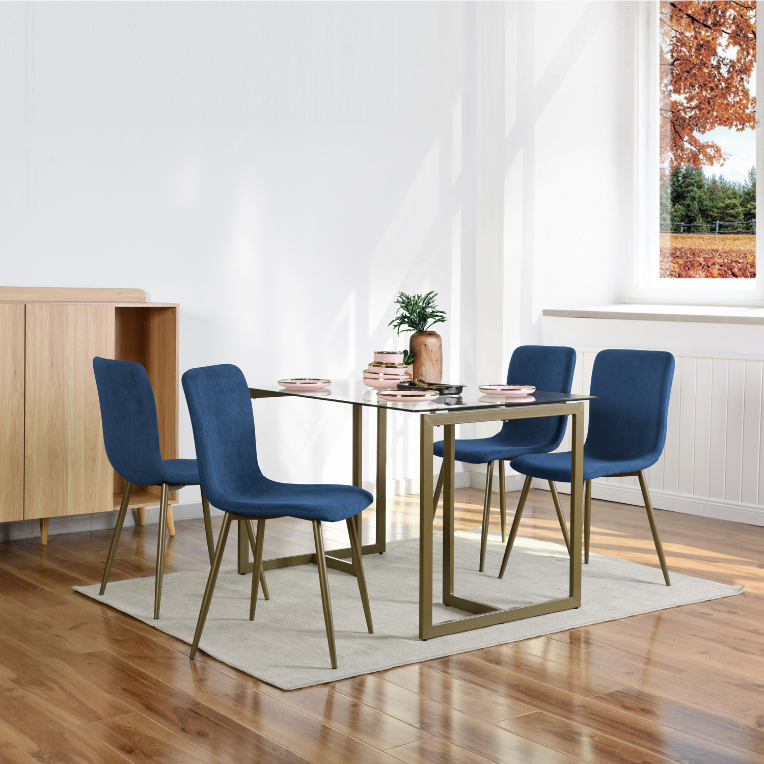 Foto 6 pulgar | Sillas de Comedor de 4 Piezas Homemake Scargill Azul