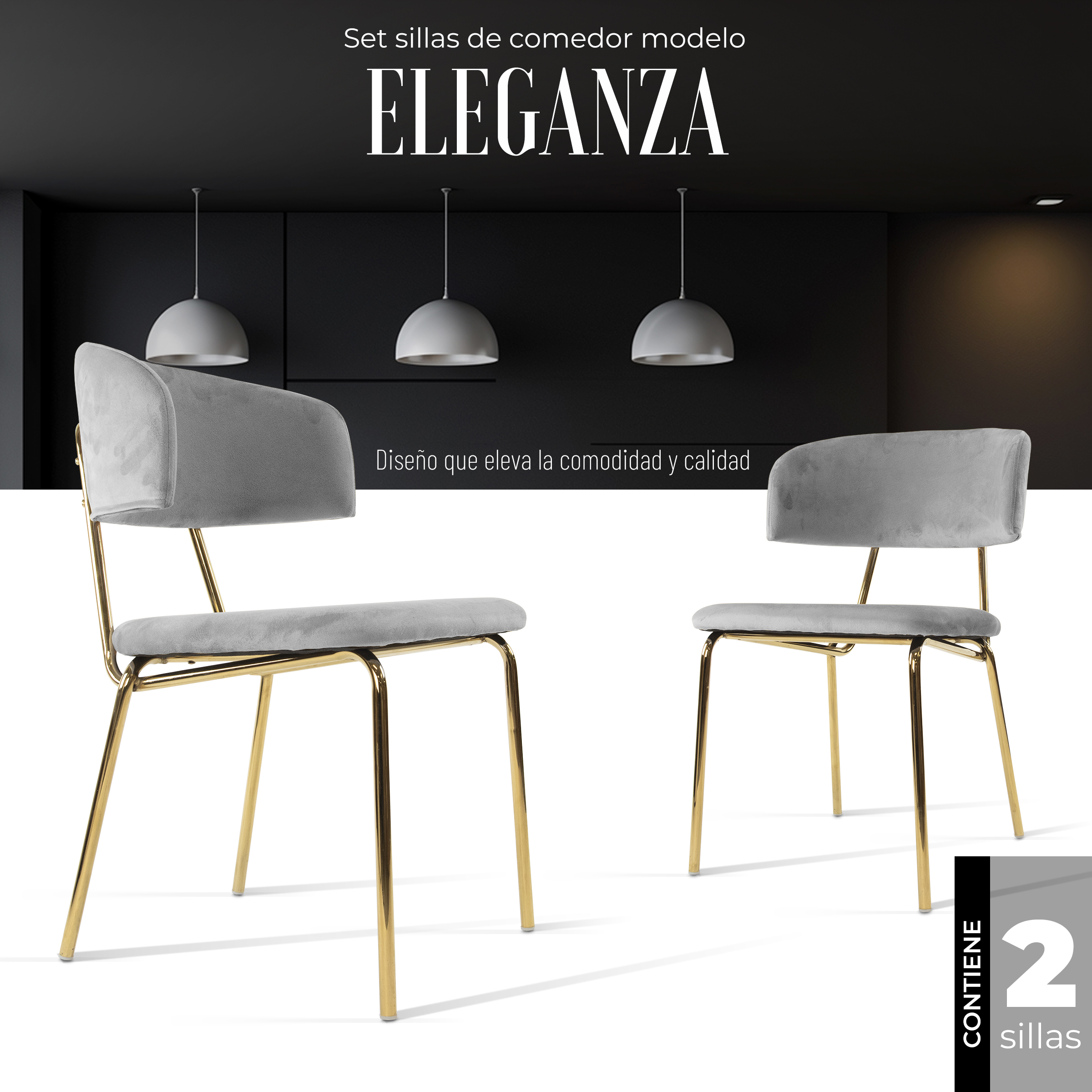 Foto 3 pulgar | Set Sillas de Comedor Eleganza Minimalista Modernas 2 Piezas