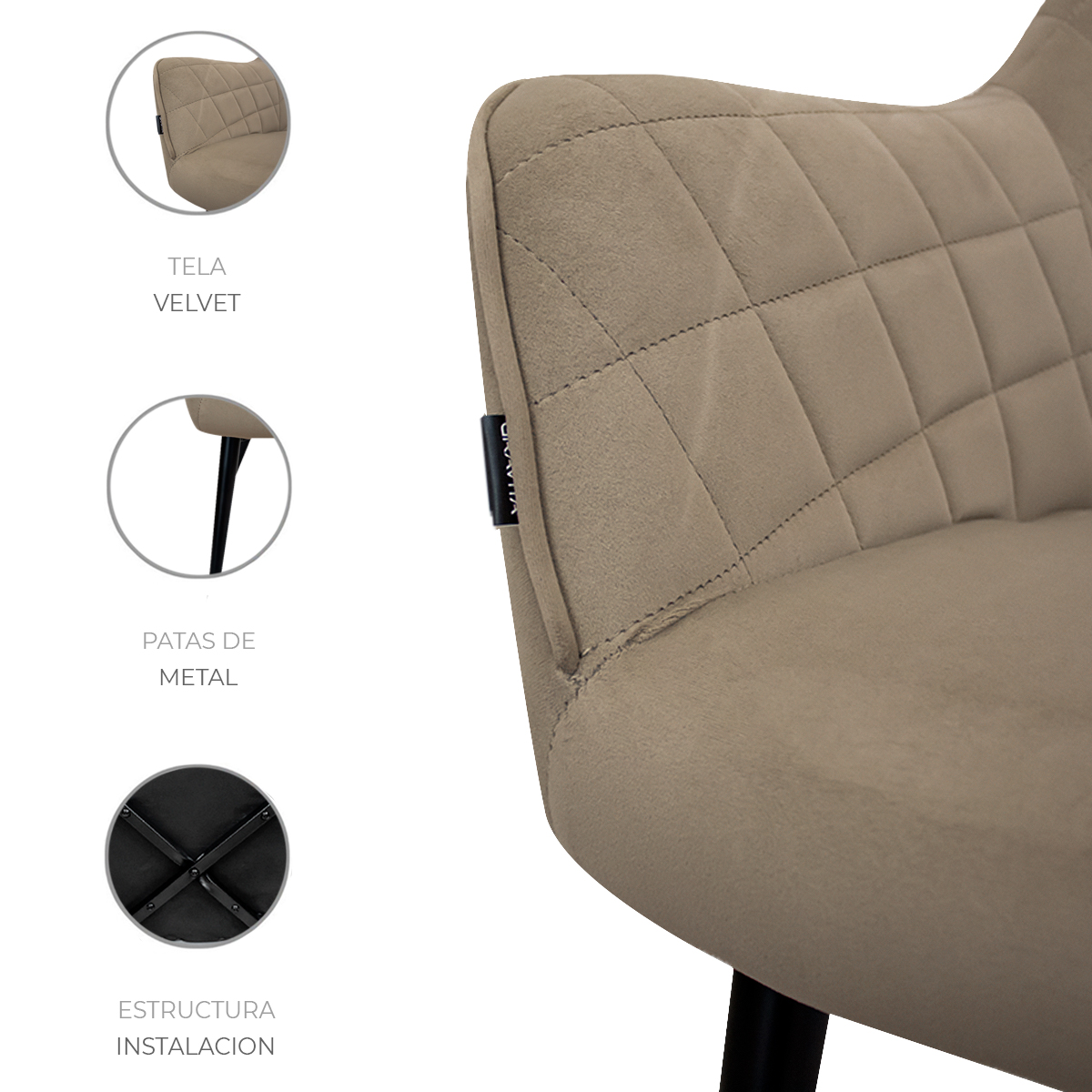 Foto 4 | Set De 2 Sillas Velvet Modernas Para Comedor Marca Gravita