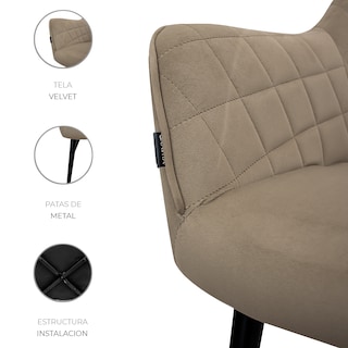 Foto 4 | Set De 2 Sillas Velvet Modernas Para Comedor Marca Gravita