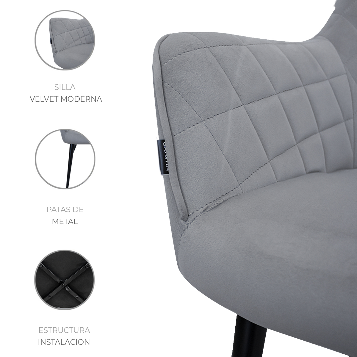 Foto 4 | Set De 2 Sillas Velvet Modernas Para Comedor Marca Gravita