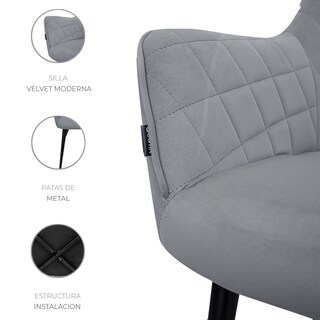 Foto 4 | Set De 2 Sillas Velvet Modernas Para Comedor Marca Gravita