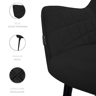 Foto 4 | Set De 2 Sillas Velvet Modernas Para Comedor Marca Gravita