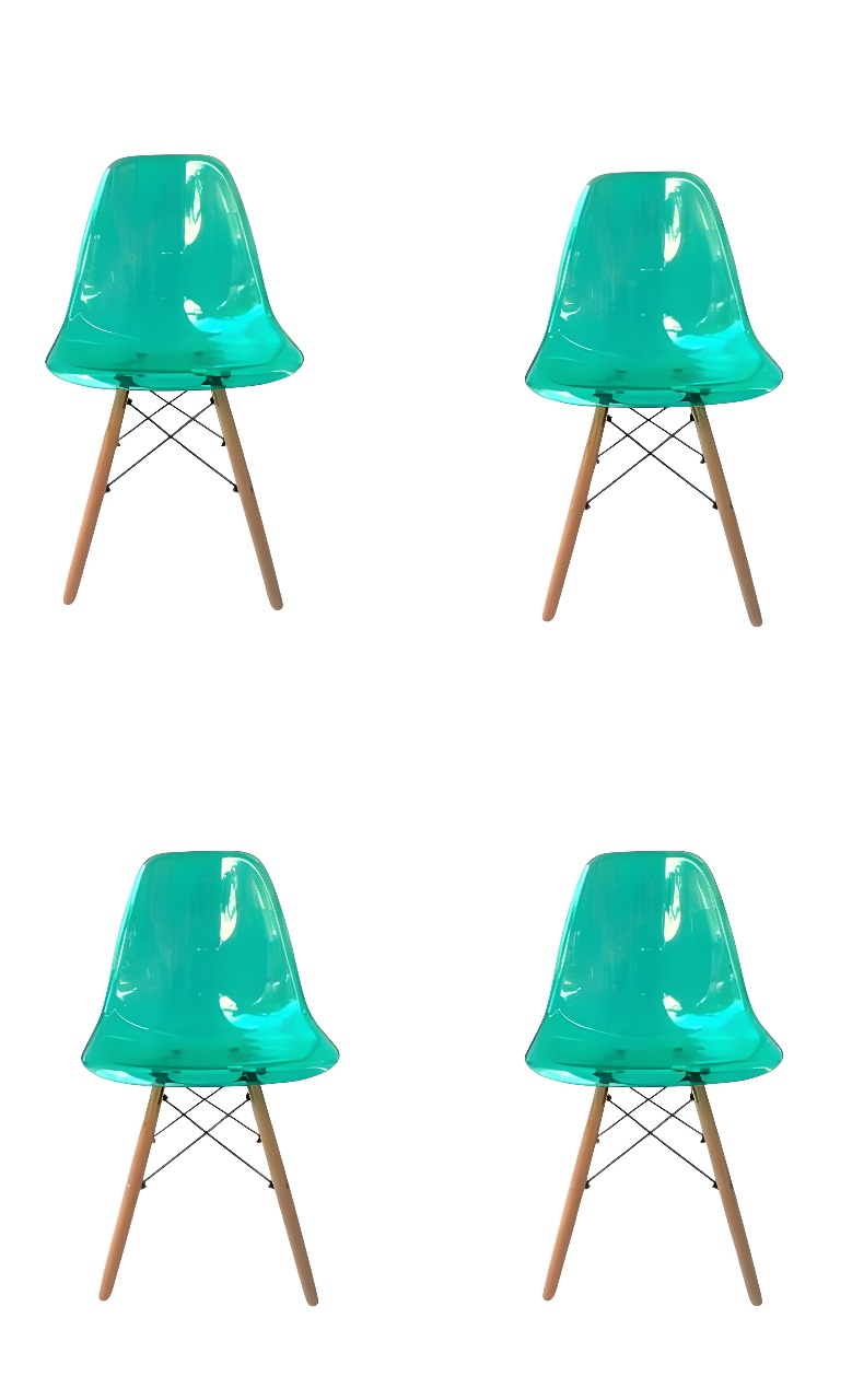 Silla Verde Transparente Eames 4pz