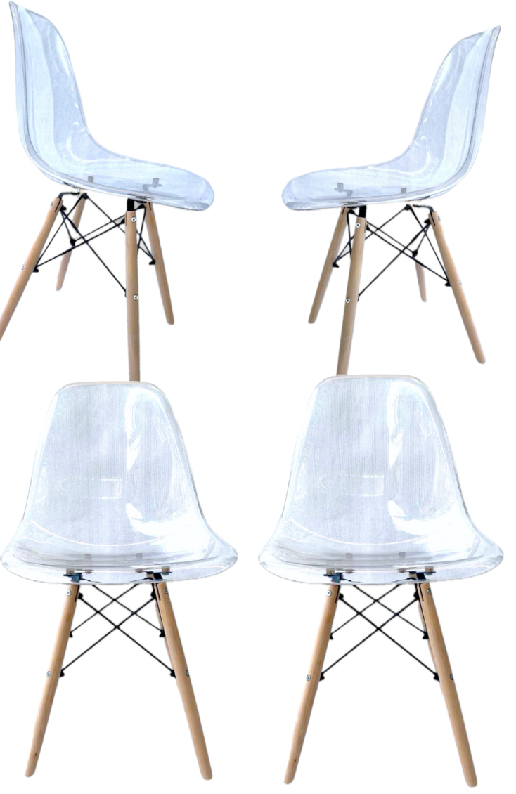 Silla Natural Transparente Eames 4pz