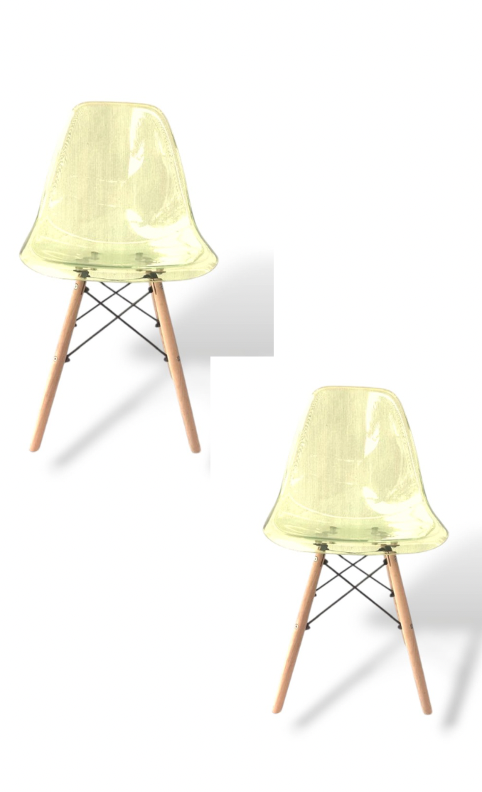 Silla Amarrilla Transparente Eames 2pz