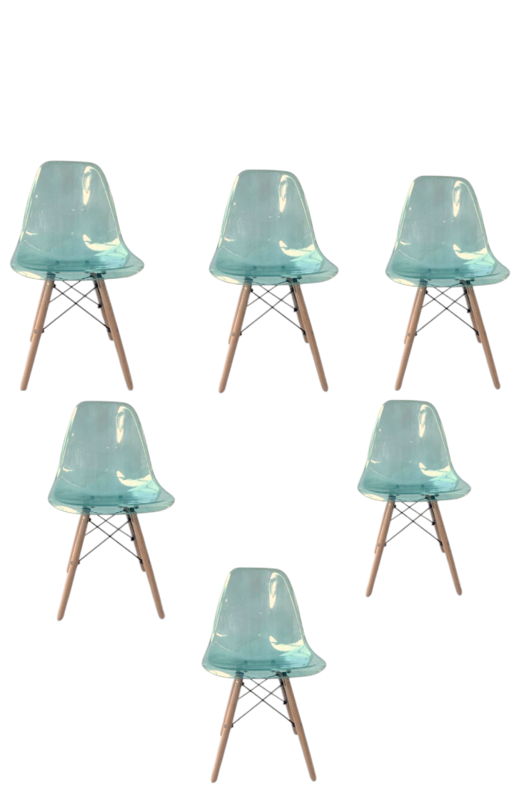 Silla Azul Transaparente Eames 6pz