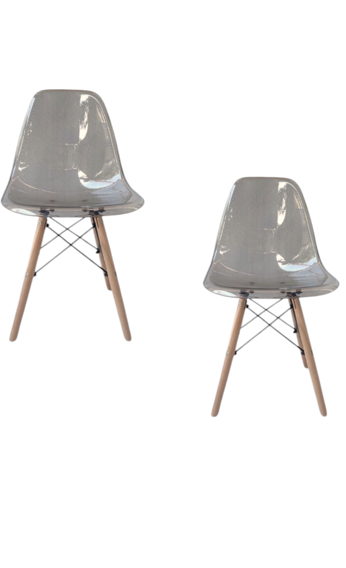 Silla Gris Transparente Eames 2pz