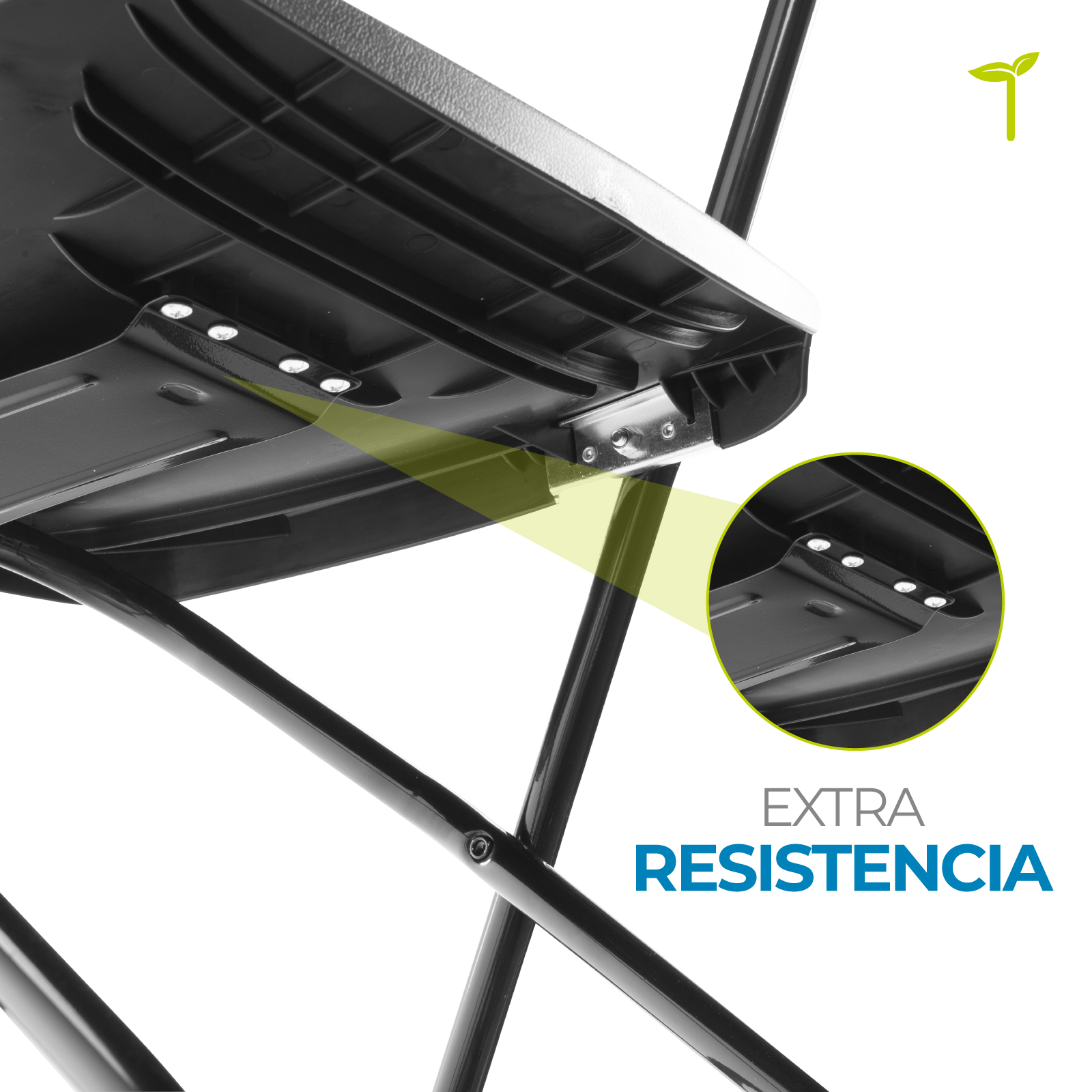 Foto 7 | Silla Plegable Acero Tubular Paulina Plástico Resistente Patas Antiderrapante Asiento Reforzado Multifuncional Onof