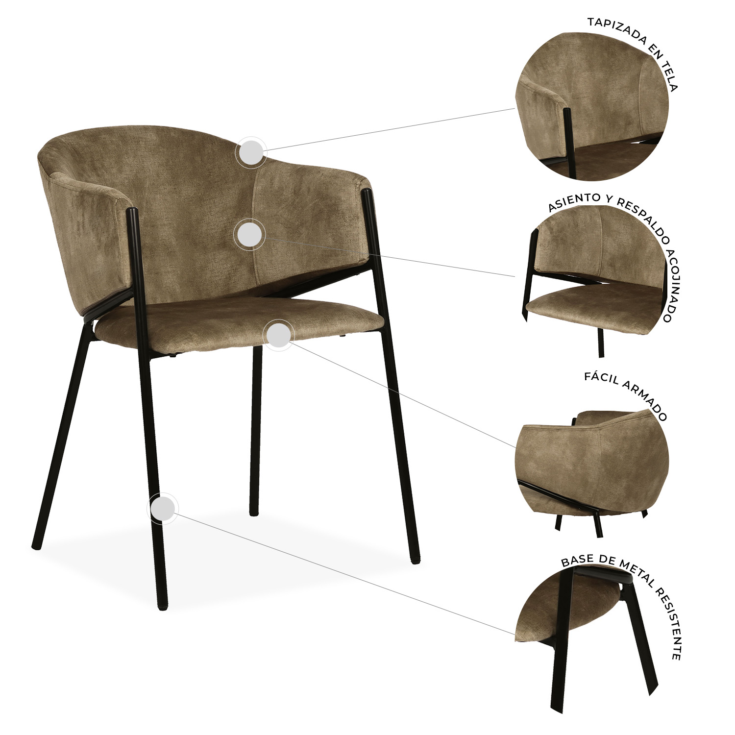 Foto 5 pulgar | Mundo In Muebles Silla De Comedor Isolla 2101 Café