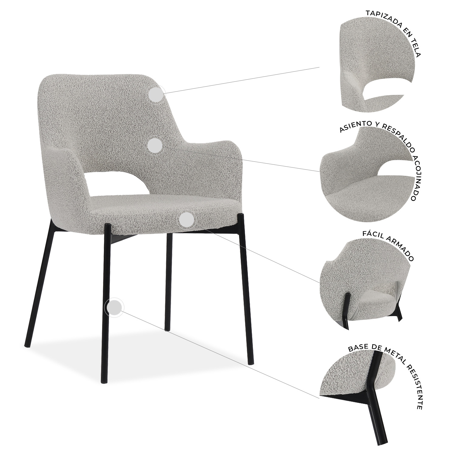 Foto 5 pulgar | Silla de Comedor Blanca