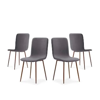 Foto 1 | Set De 4 Sillas Para Comedor Color Gris Obscuro Con Patas De Metal Efecto Madera