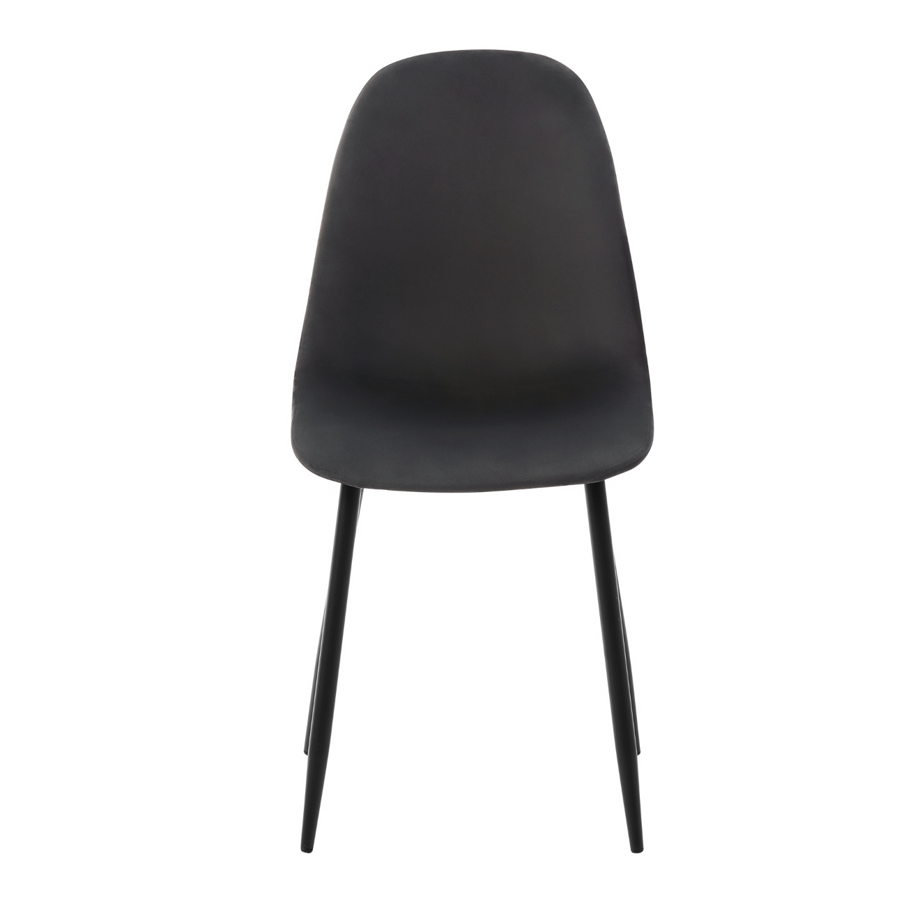 Silla De Comedor Gris Oxford Con Asiento Y Respaldo En Terciopelo. Estructura De Metal Y Patas Negras