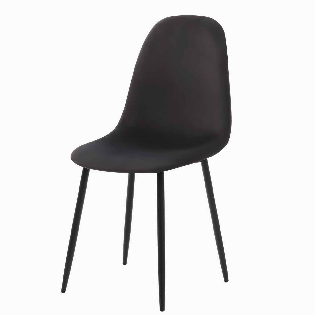 Foto 3 pulgar | Silla De Comedor Gris Oxford Con Asiento Y Respaldo En Terciopelo. Estructura De Metal Y Patas Negras