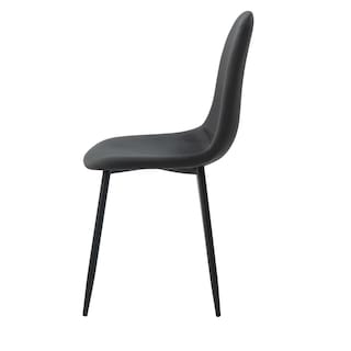 Foto 3 | Silla De Comedor Gris Oxford Con Asiento Y Respaldo En Terciopelo. Estructura De Metal Y Patas Negras