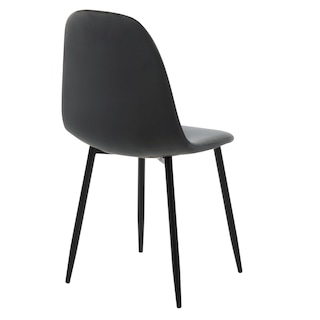 Foto 4 | Silla De Comedor Gris Oxford Con Asiento Y Respaldo En Terciopelo. Estructura De Metal Y Patas Negras