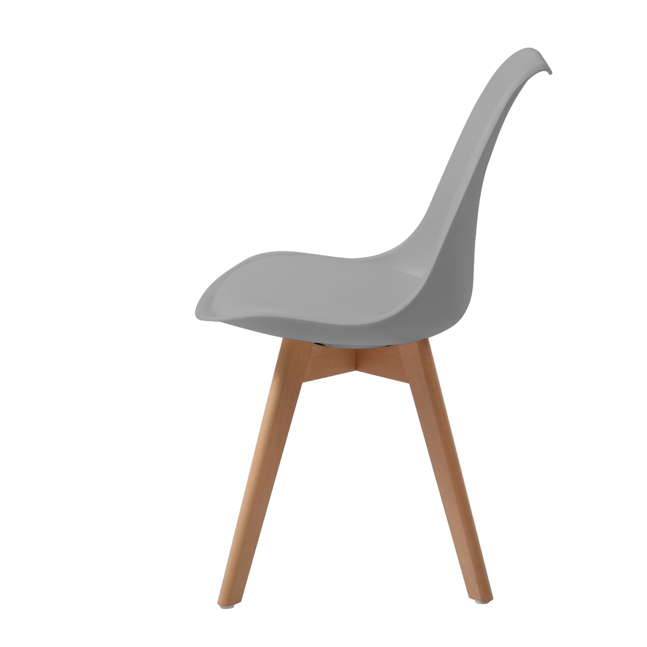 Foto 4 pulgar | Silla De Comedor Con Asiento Acolchado En Vinipiel Gris Y Patas De Madera De Haya