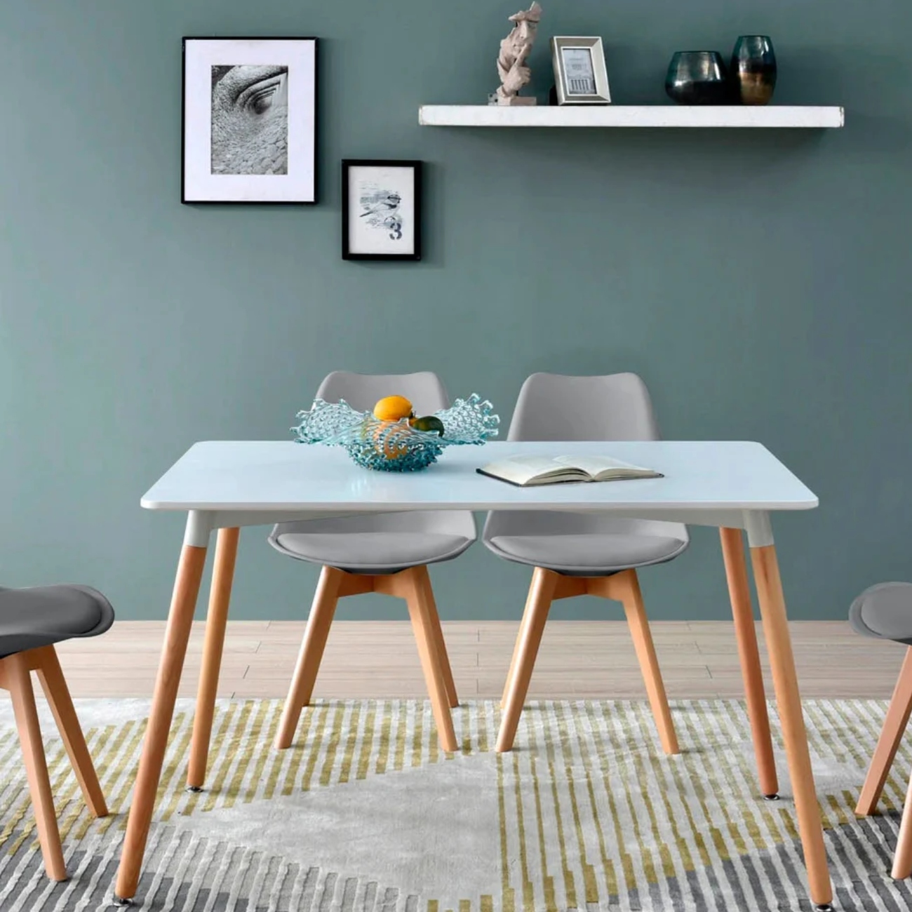 Foto 4 | Silla De Comedor Con Asiento Acolchado En Vinipiel Gris Y Patas De Madera De Haya