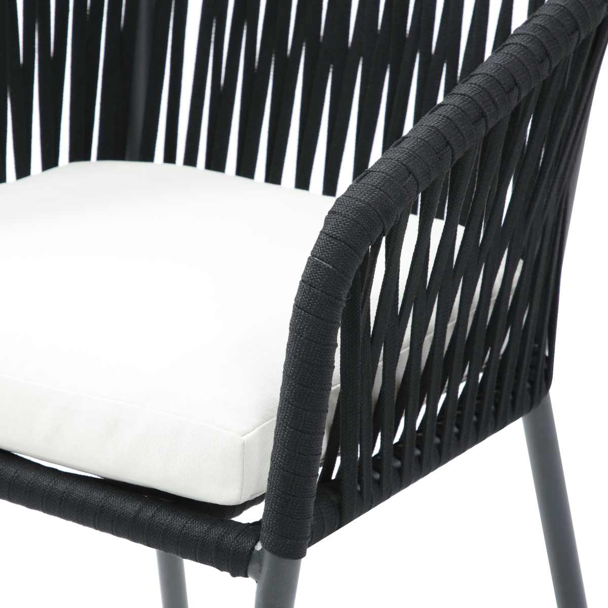 Foto 3 | Set De 4 Sillas Para Exterior Color Negro Con Asiento Acolchado De Hule Espuma Y Estructura De Aluminio Y Cuerda Sint