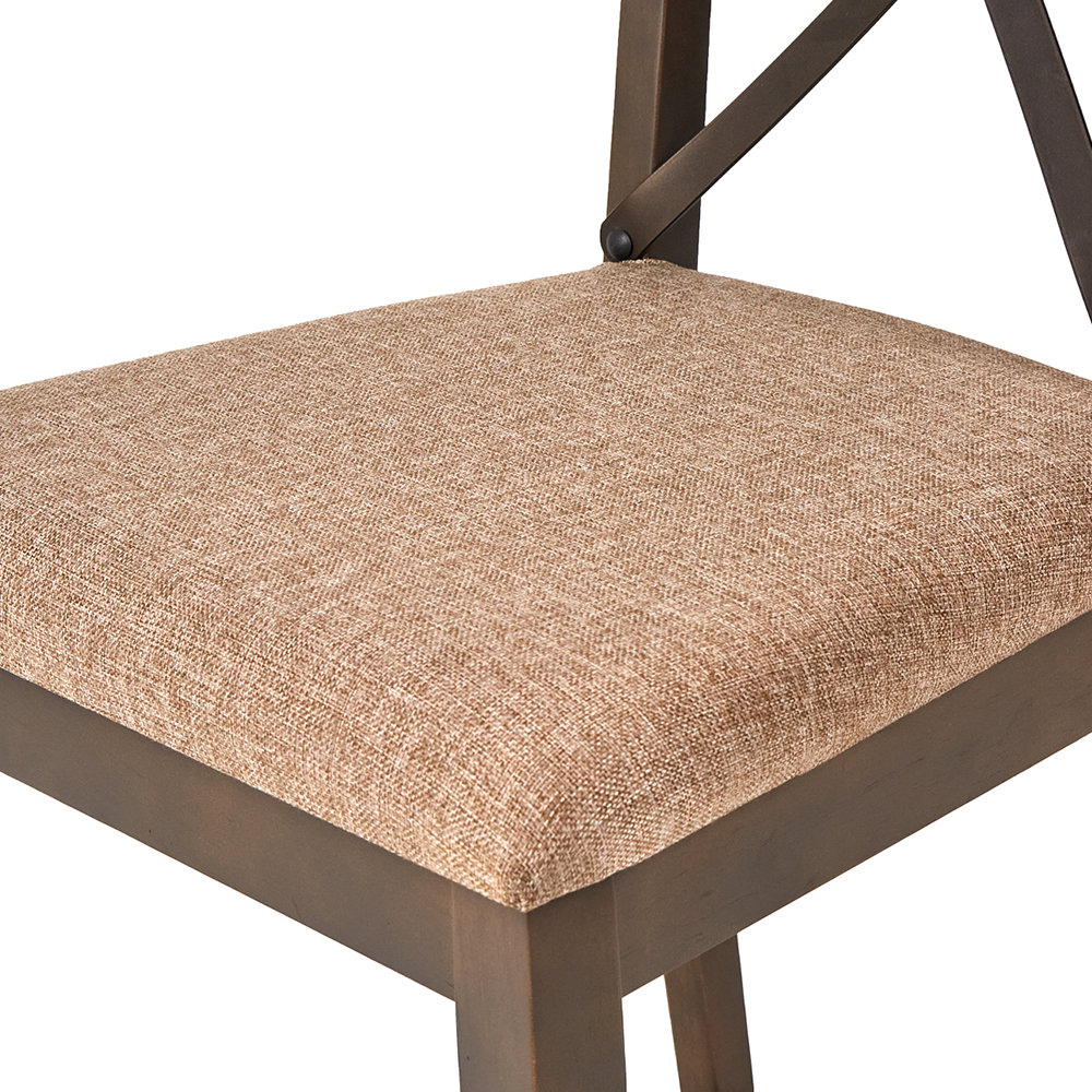 Foto 5 pulgar | Silla De Comedor De Madera Sólida Con Asiento Acolchado De Hule Espuma Tapizado Con Tela Beige